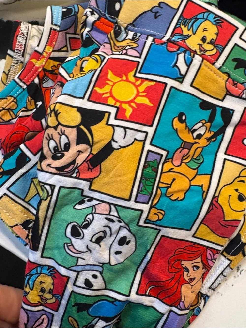 Disney Multi-Character Panel Short Sleeve Pajama Set - Red, Blue, Yellow, Green